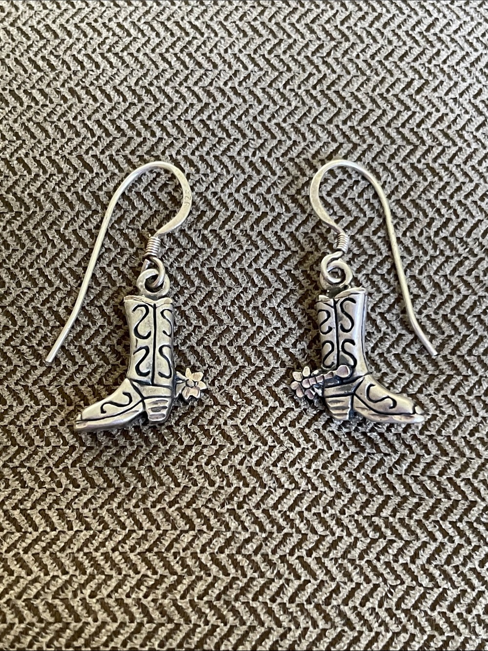 Sterling Silver Cowboy Boot Earrings